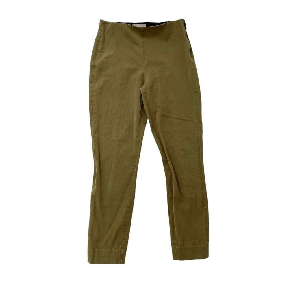 EVERLANE Side-Zip Stretch Cotton Pant Trousers Minimalist Olive Green size 4